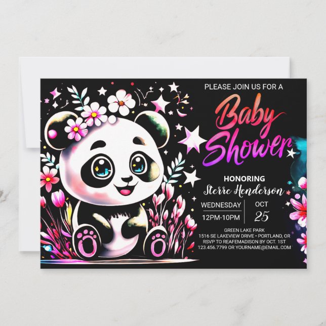 Invitation Sweet Jungle Panda Dreamland Baby shower fille (Devant)