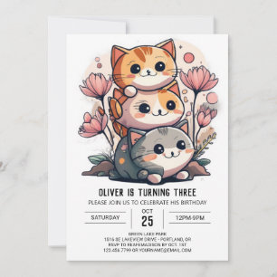Invitation Sweet Kitty Whimsical World Anniversaire