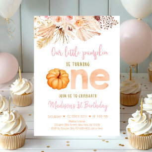 Invitation Sweet Little Citrouille Boho Premier anniversaire