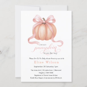 Invitation Sweet Little citrouille rose arc est en chemin