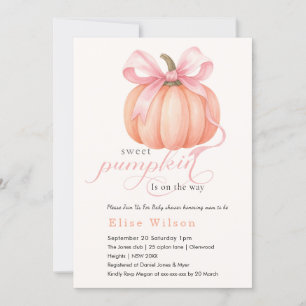 Invitation Sweet Little citrouille rose arc est en chemin