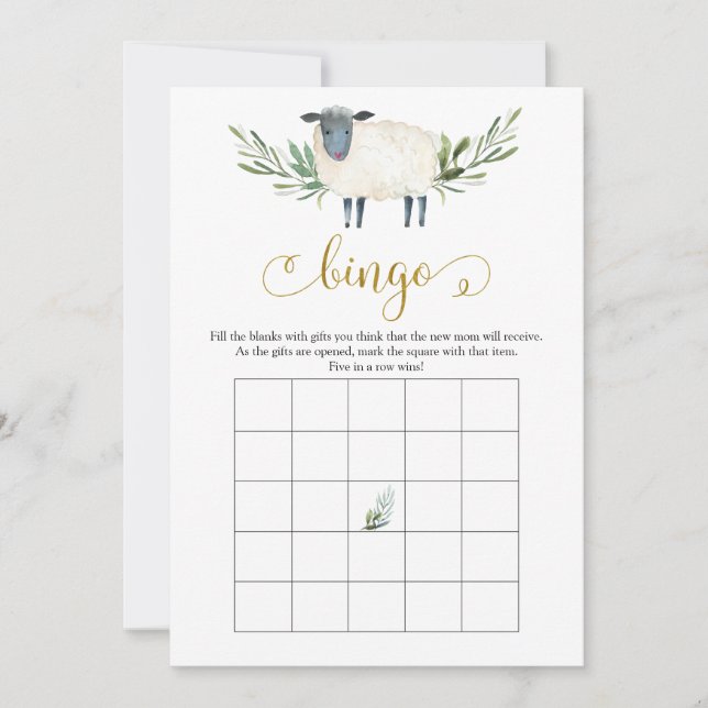 Invitation Sweet Little Lamb  Baby shower Bingo Jeu (Devant)