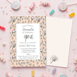 Invitation Sweet Little One Candy Thème 1er anniversaire