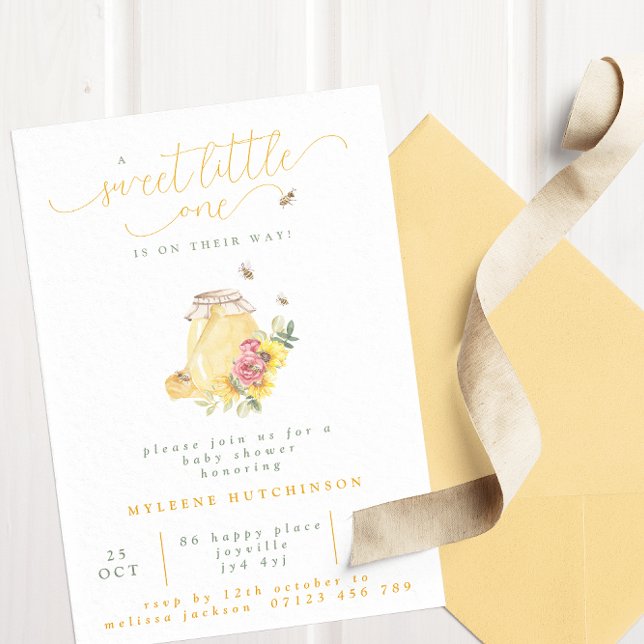 Invitation Sweet Little One Sunflower Baby shower d'abeilles  (Créateur téléchargé)
