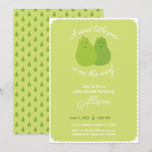 Invitation Sweet Little Pair Pear Jumeaux à thème Baby shower