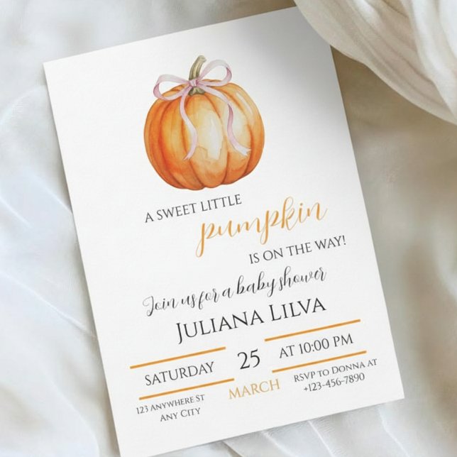 Invitation Sweet Little Pumpkin Girl Baby Shower  (Sweet Little Pumpkin Girl Baby Shower Invitation
)