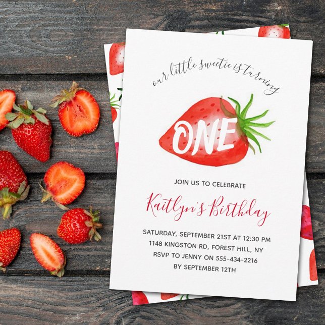 Invitation Sweet Little Strawberry 1er anniversaire (Créateur téléchargé)