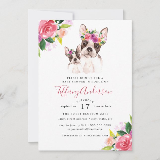 Invitation Sweet Maman Et Bébé Baby shower Floral Boston (Devant)