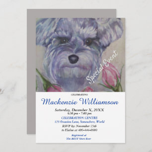 INVITATION SWEET MINI SCHNAUZER PUPPY SOUHAITE UN JOLI ANNIVE