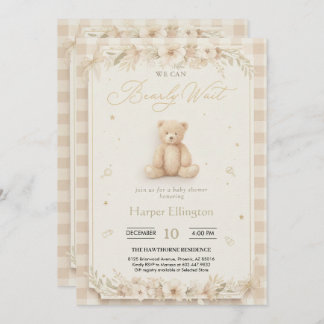 Invitation Sweet Neutral Teddy Bear Baby Shower Invite