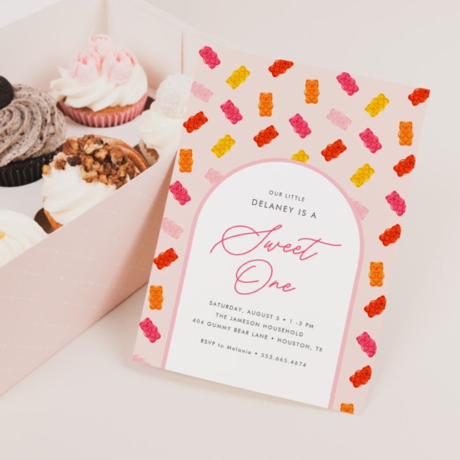 Invitation Sweet One Candy Gummy Oear Girls 1er anniversaire (Créateur téléchargé)