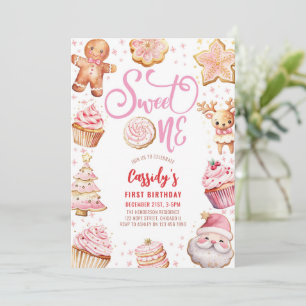 Invitation Sweet One Christmas Cookie Girl 1er anniversaire f
