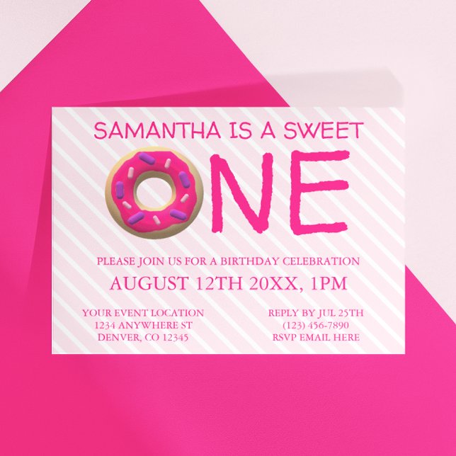 Invitation Sweet One Donut Girl 1er anniversaire (Créateur téléchargé)