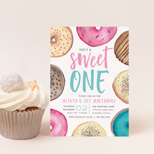 Invitation Sweet One | Fête du premier anniversaire de Donut (Créateur téléchargé)