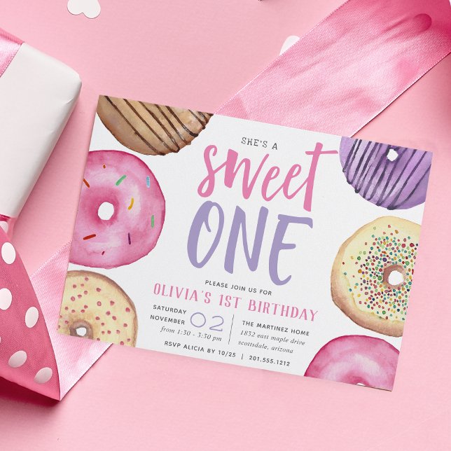 Invitation Sweet One | Fête du premier anniversaire de Donut (Créateur téléchargé)