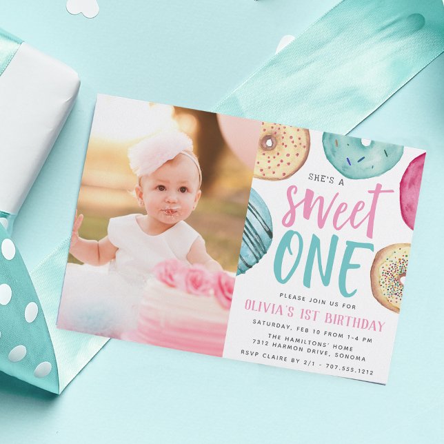 Invitation Sweet One | Photo du premier anniversaire de Donut (Créateur téléchargé)
