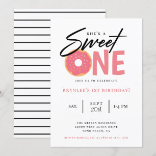 Invitation Sweet One Pink Donut 1ère fête d'anniversaire