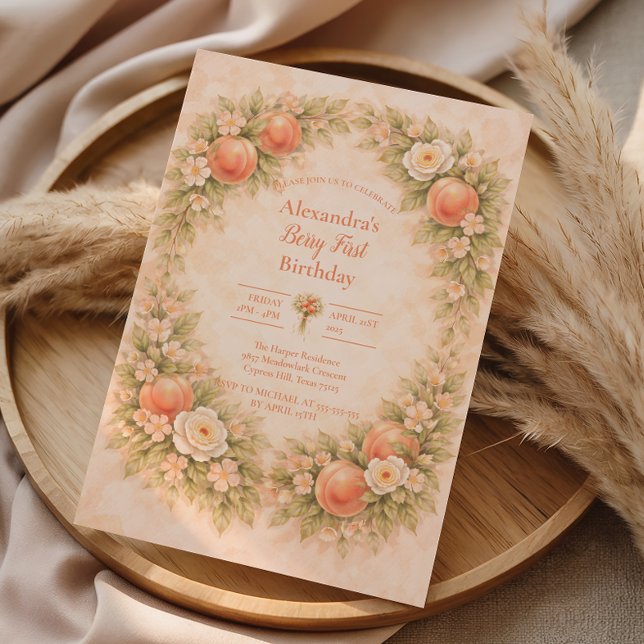Invitation Sweet Peach 1st Birthday (Créateur téléchargé)