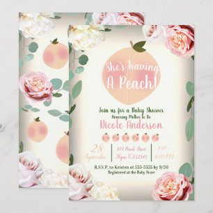 Invitation SWEET PEACH Charme du Sud Baby shower floral