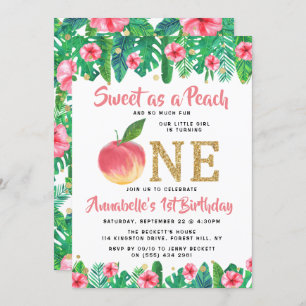 Invitation Sweet Peach Girls 1er anniversaire