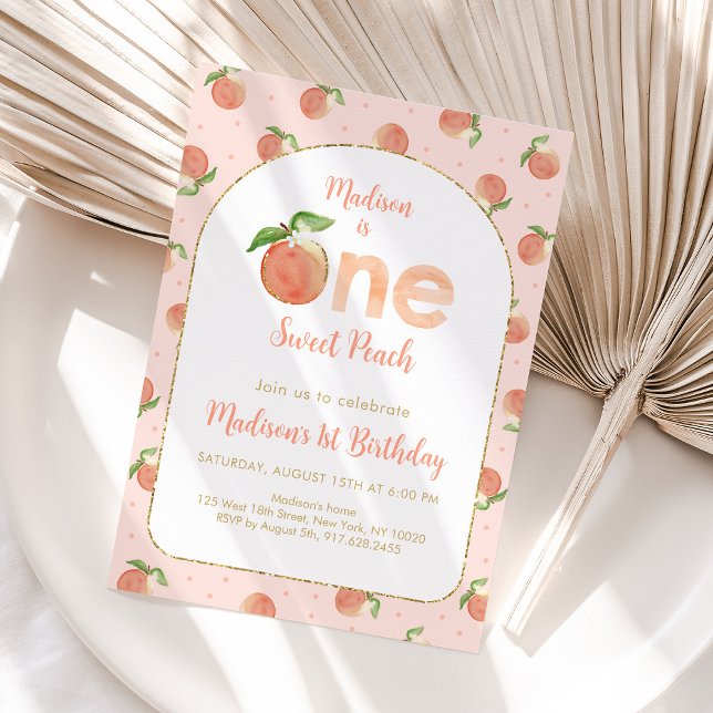 Invitation Sweet Peach Premier anniversaire (Créateur téléchargé)