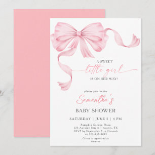 Invitation Sweet Petite fille Bow Coquette Baby shower fronta