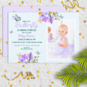 Invitation Sweet Purple Butterfly Fête d'anniversaire de la f