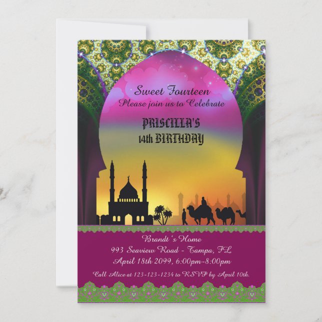 Invitation Sweet Quatorze anniversaire invitation, soirée ara (Devant)