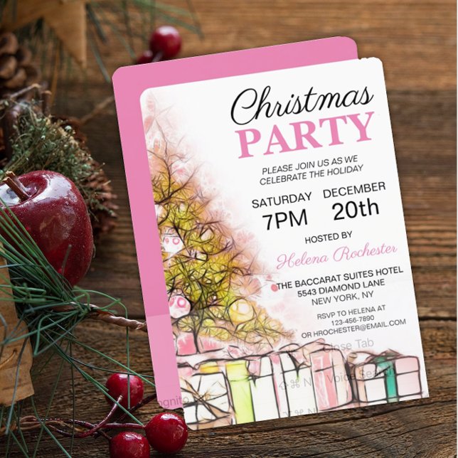 Invitation Sweet Rose sapin de Noël et cadeaux de Noël (Créateur téléchargé)