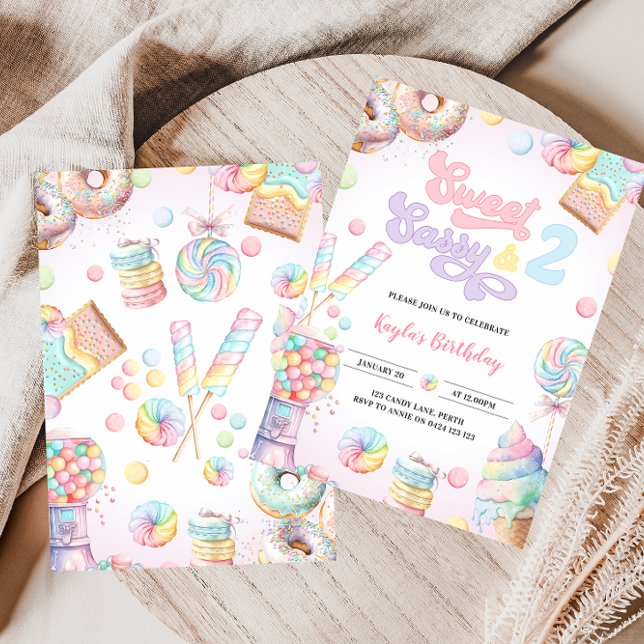 Invitation Sweet Sassy et deux filles Candy deuxième annivers (Créateur téléchargé)