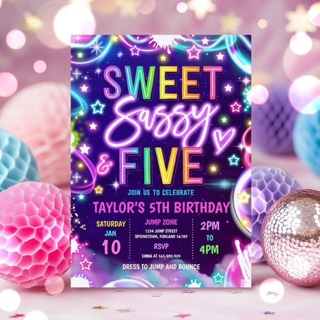 Invitation Sweet Sassy Et Sept Cinq Fois Vive 5E Anniversaire (Créateur téléchargé)