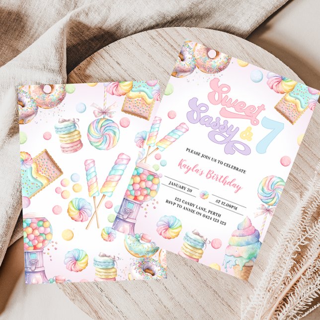 Invitation Sweet Sassy et SEPT Pastel Crème glacée et gâteau (Créateur téléchargé)