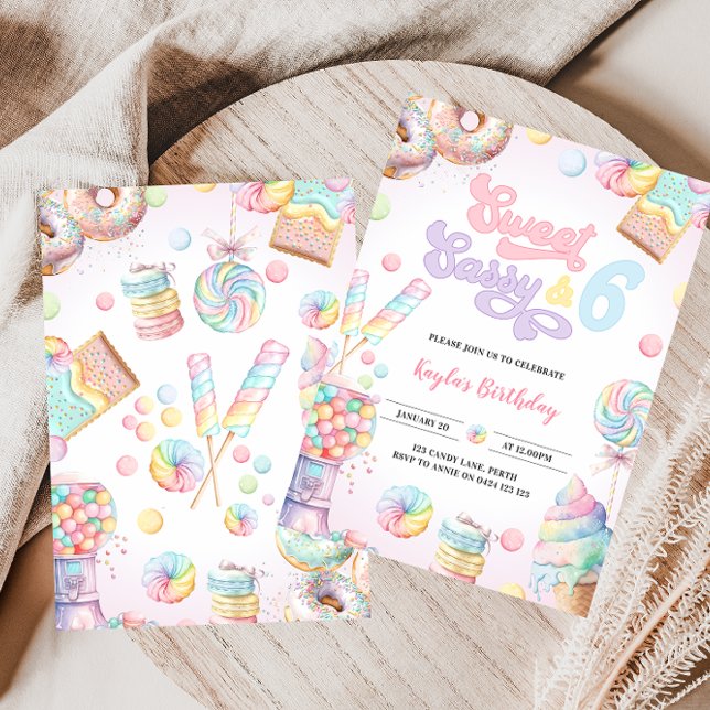 Invitation Sweet Sassy et SIX Pastel Glace et Gâteau (Créateur téléchargé)