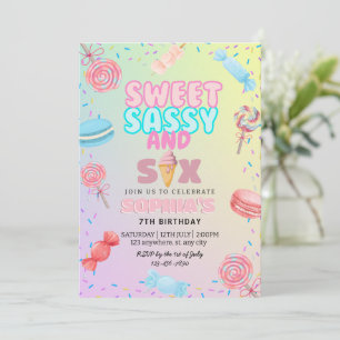 Invitation Sweet sassy & sept crème glacée et bonbon annivers