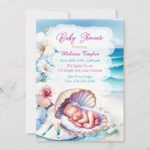 Invitation Sweet Seaside Girl's Baby shower Côtier Thème
