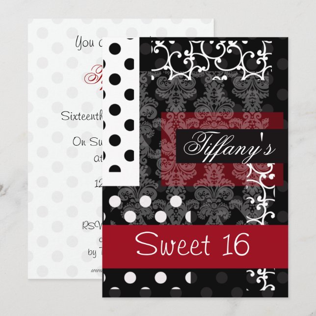 Invitation sweet sixteen (Devant / Derrière)
