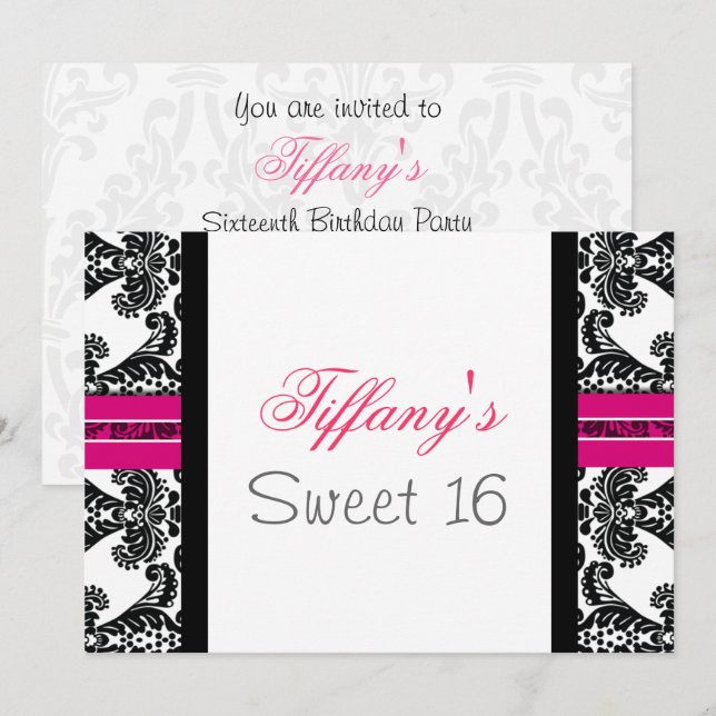 Invitation sweet sixteen (Devant / Derrière)
