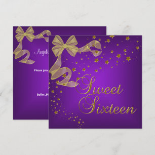 Invitation Sweet sixteen 16 Anniversaire Soirée Gold Stars Vi