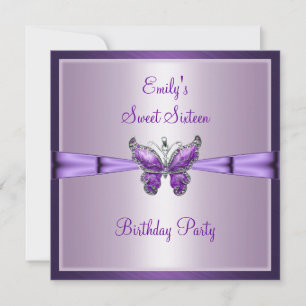 Invitation Sweet sixteen 16 Papillon pourpre Anniversaire 3