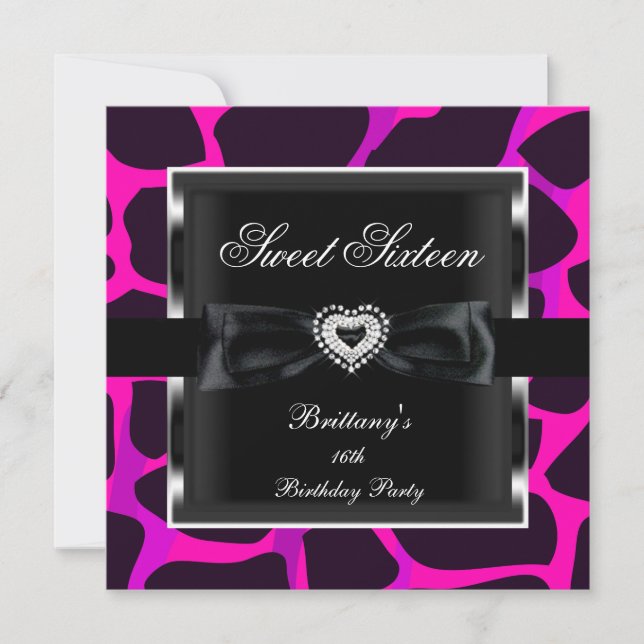 Invitation Sweet sixteen 16 Partie rose chaud Poster de anima (Devant)