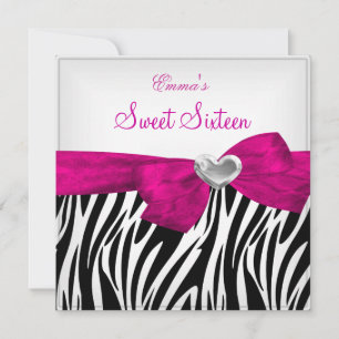 Invitation Sweet sixteen 16 Party Silver rose Black Leopard 5