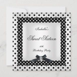 Invitation Sweet Sixteen 16 Points noirs et blancs Image 2