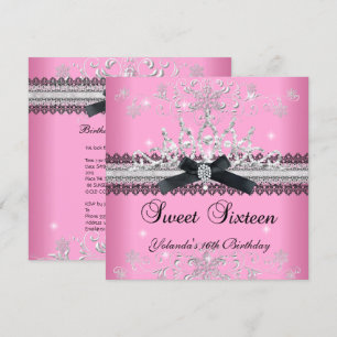Invitation Sweet sixteen 16e Parties scintillant rose Tiara B