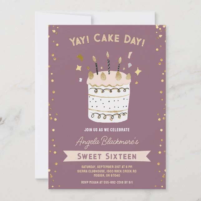 Invitation Sweet sixteen 16ème Fille fête d'anniversaire Dust (Devant)