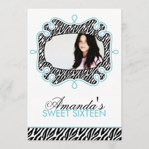 Invitation Sweet sixteen à cadre aquatique élégant
