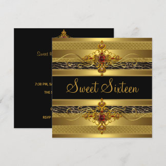 Invitation Sweet sixteen Anniversaire Sauvage Élégant Or Rich
