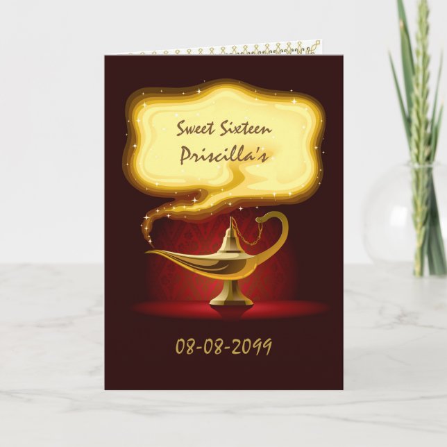 Invitation Sweet sixteen arabe, marocain, 4 visages, 5x7 (Devant)