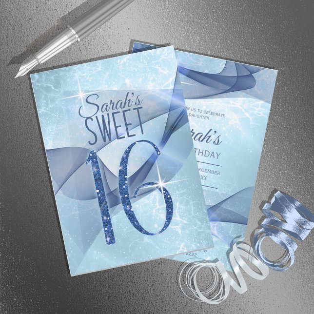 Invitation Sweet sixteen bleu  à percussion ID652 (Créateur téléchargé)