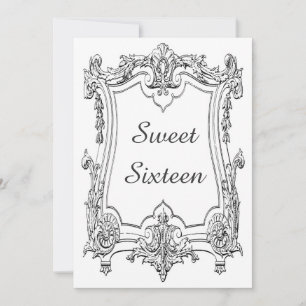 Invitation Sweet sixteen de défilement français Vintage doubl