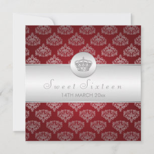 Invitation Sweet sixteen de la couronne rouge